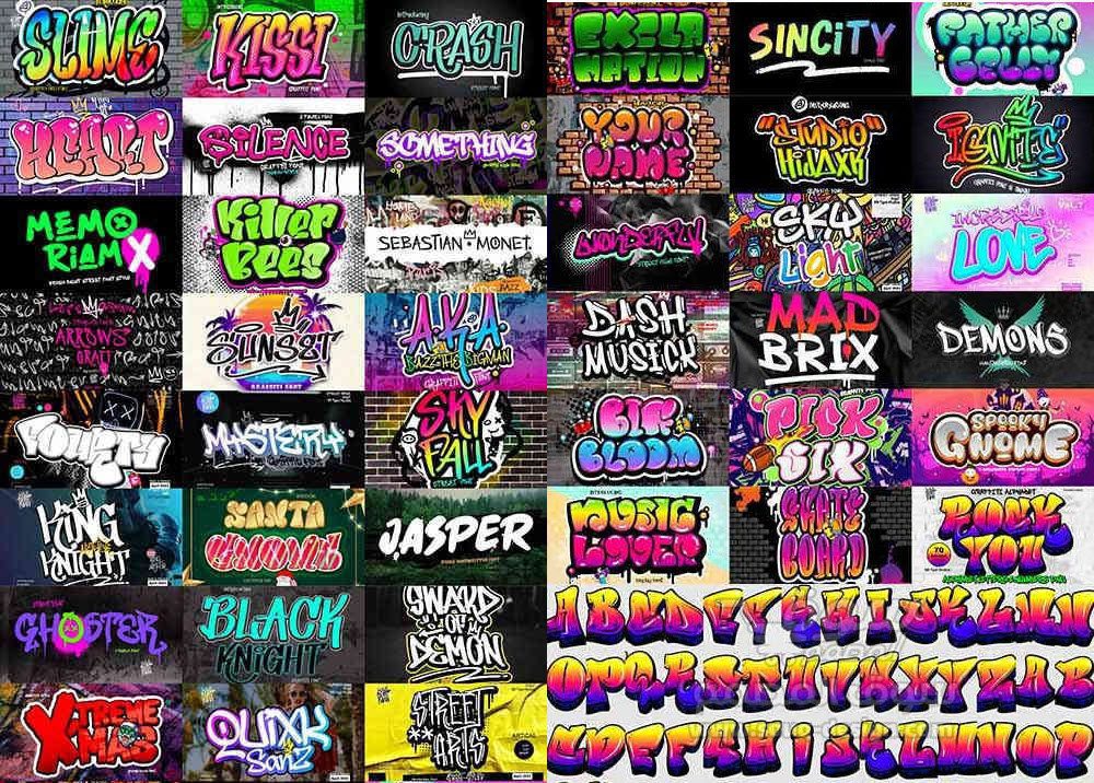تحميل حزمة خطوط الغرافيتي الاحترافية - The Graffiti Font Bundles للمصممين