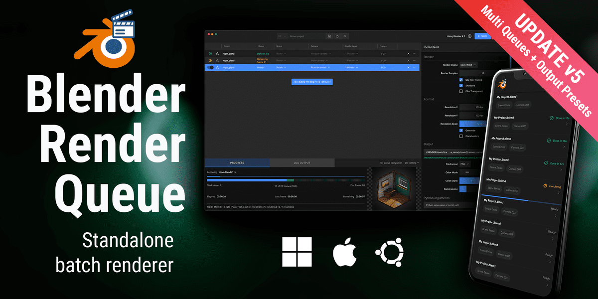 تحميل Blender Render Queue v5.2.3 Pro كامل – الأداة الأقوى لجدولة وإدارة الرندرة لعدة ملفات ومشاهد دفعة واحدة 6 تحميل Blender Render Queue v5.2.3 Pro كامل – الأداة الأقوى لجدولة وإدارة الرندرة لعدة ملفات ومشاهد دفعة واحدة