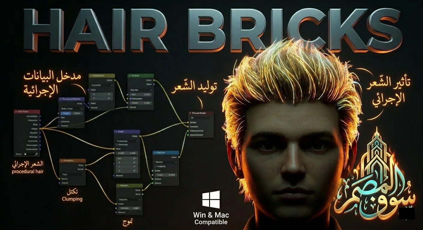 تحميل إضافة Hair Bricks لبرنامج بلندر | تصفيف الشعر الإجرائي الاحترافي