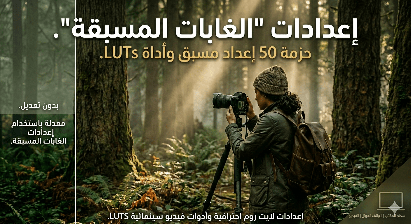 تحميل Woodland Presets & LUTs Pack | أقوى حزمة احترافية (50 فلتر) لتعديل صور الغابات والطبيعة 2026