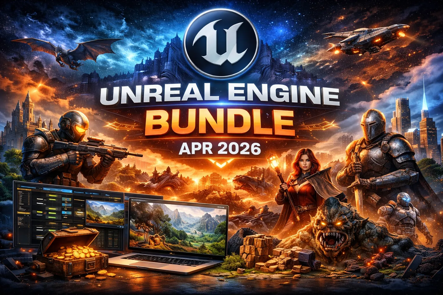 تحميل حزمة إضافات Unreal Engine لشهر أبريل 2026 | أصول ومشاريع احترافية لتطوير الألعاب والـ VFX