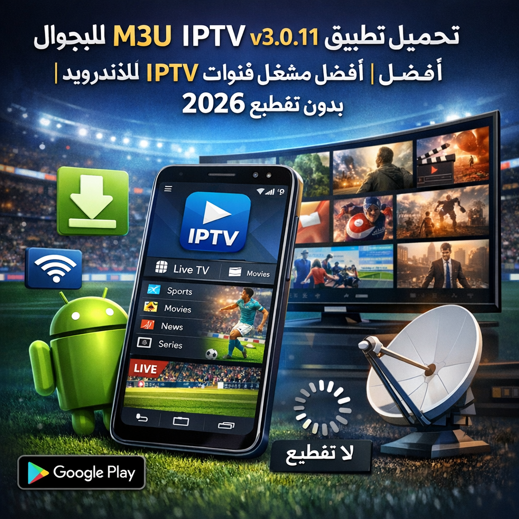 تحميل تطبيق M3U IPTV v3.0.11 للجوال | أفضل مشغل قنوات IPTV للأندرويد بدون تقطيع 2026