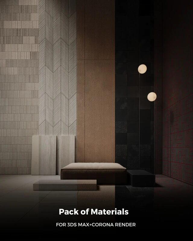 تحميل مكتبة خامات كورونا رندر 3Ds MAX + Corona Render Materials Pack