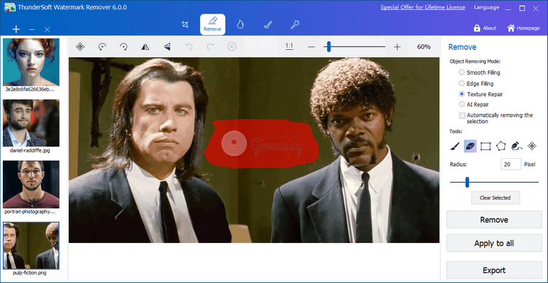 ThunderSoft Watermark Remover تحميل برنامج إزالة العلامات المائية  مجاناً