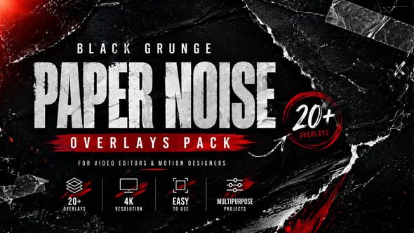 Videohive - Black Grunge Paper Notise Overlays Pack - 63971665