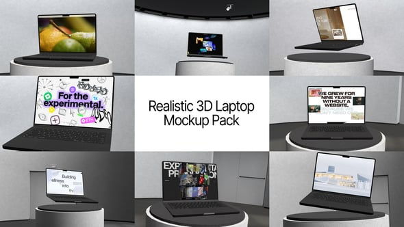 Videohive - Realistic 3D Laptop Mockup Pack - 63804443
