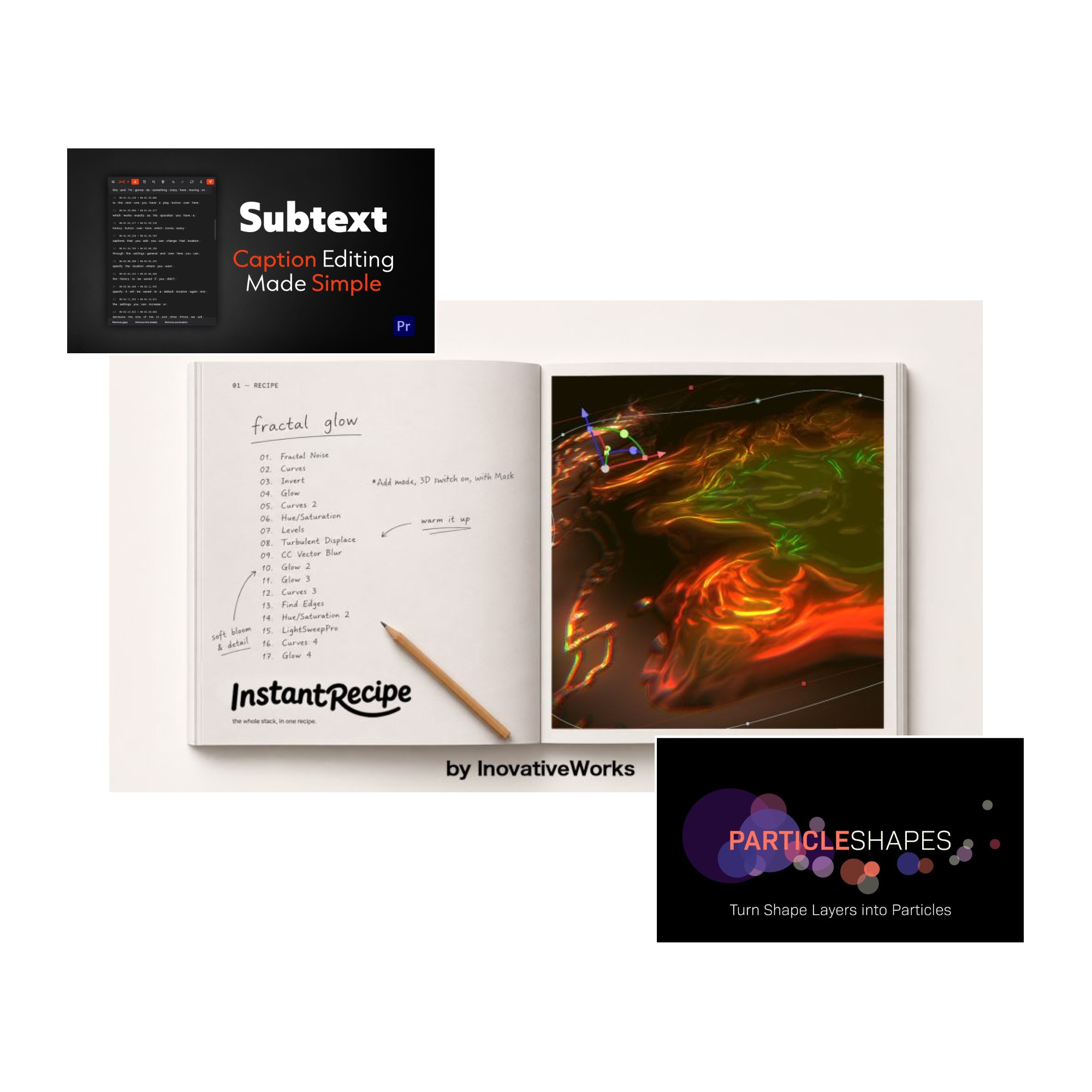 Aescripts - Subtext / InstantRecipe / ParticleShapes v1.0.0 6 Aescripts - Subtext / InstantRecipe / ParticleShapes v1.0.0