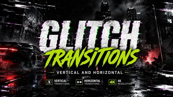 Glitch Transitions Vertical And Horizontal - 64115311