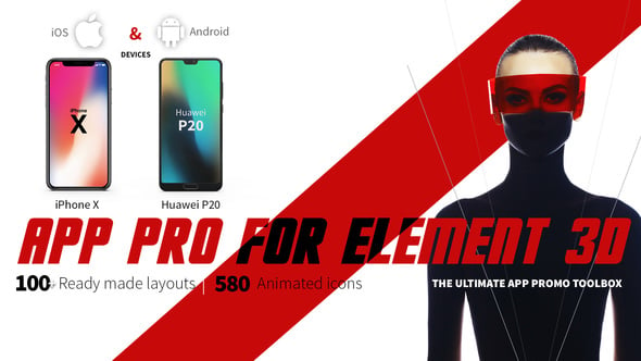 Element 3D App Promo Toolkit — 100+ Scenes, iOS/Android Devices & 580 Icons - 22026827