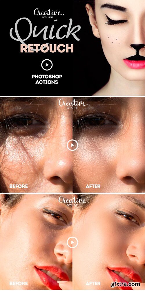 تحميل أكشنات رتوش وتنثية الوجه السريعة Quick Retouch Photoshop Actions مجاناً