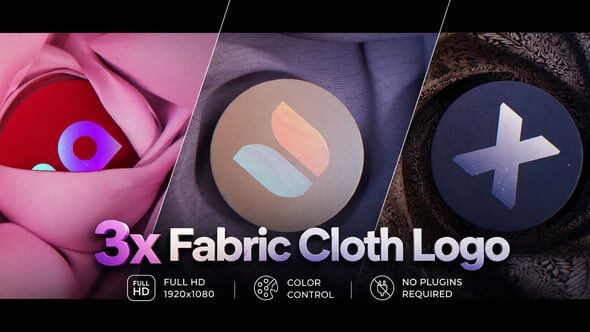 Videohive 3x Cloth Fabric Logo 64281435 - Project for After Effects