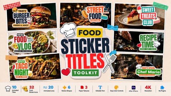 Videohive Animated Food Sticker Titles Toolkit for After Effects 64573870 5 Videohive Animated Food Sticker Titles Toolkit for After Effects 64573870