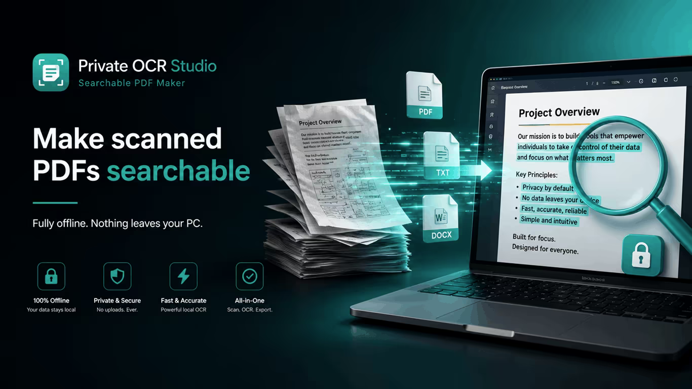 Private OCR Studio 1.0.0 – تحويل المستندات والصور إلى نصوص قابلة للبحث والتحرير
