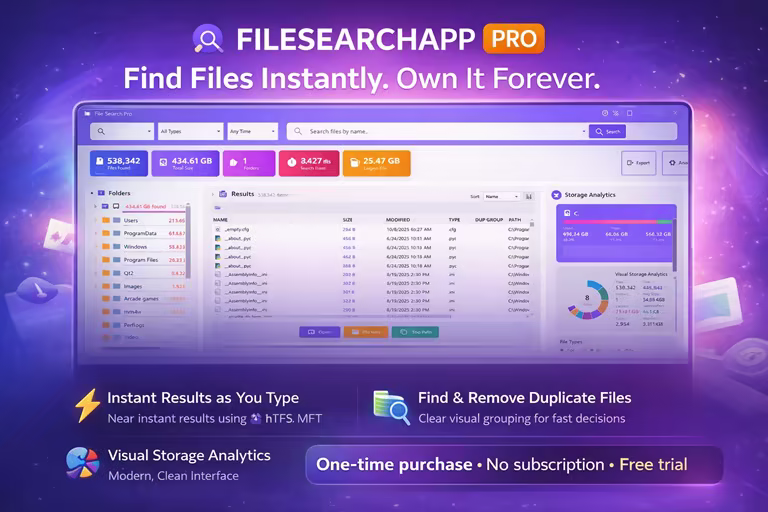 FileSearch Pro 2.7.0 – برنامج البحث السريع عن الملفات وإدارة مساحة القرص