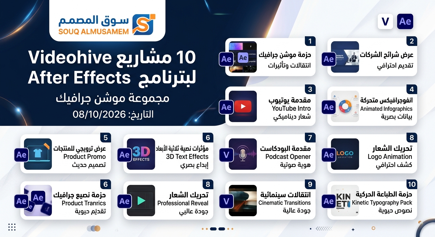 10 مشاريع Videohive احترافية لبرنامج After Effects – مجموعة موشن جرافيك