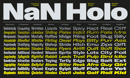 NaN Holo Superfamily – 114 Styles & Variable Font Family